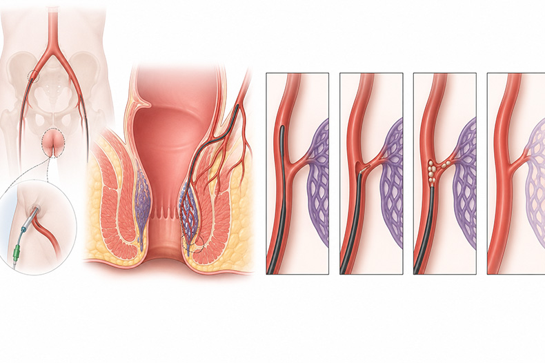 Embolisation hemorroides catheter